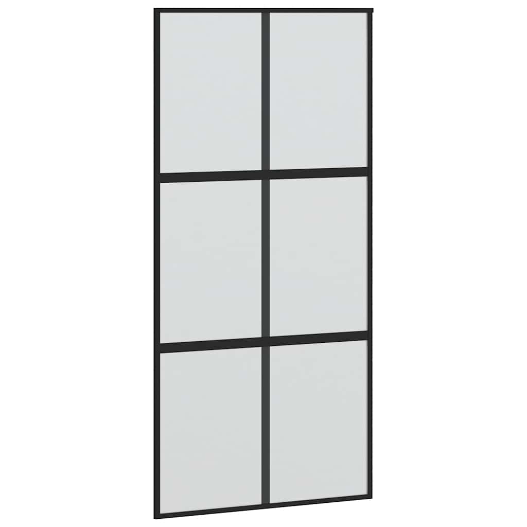 Schiebetür mit Beschlag Schwarz 76x205 cm Hartglas
