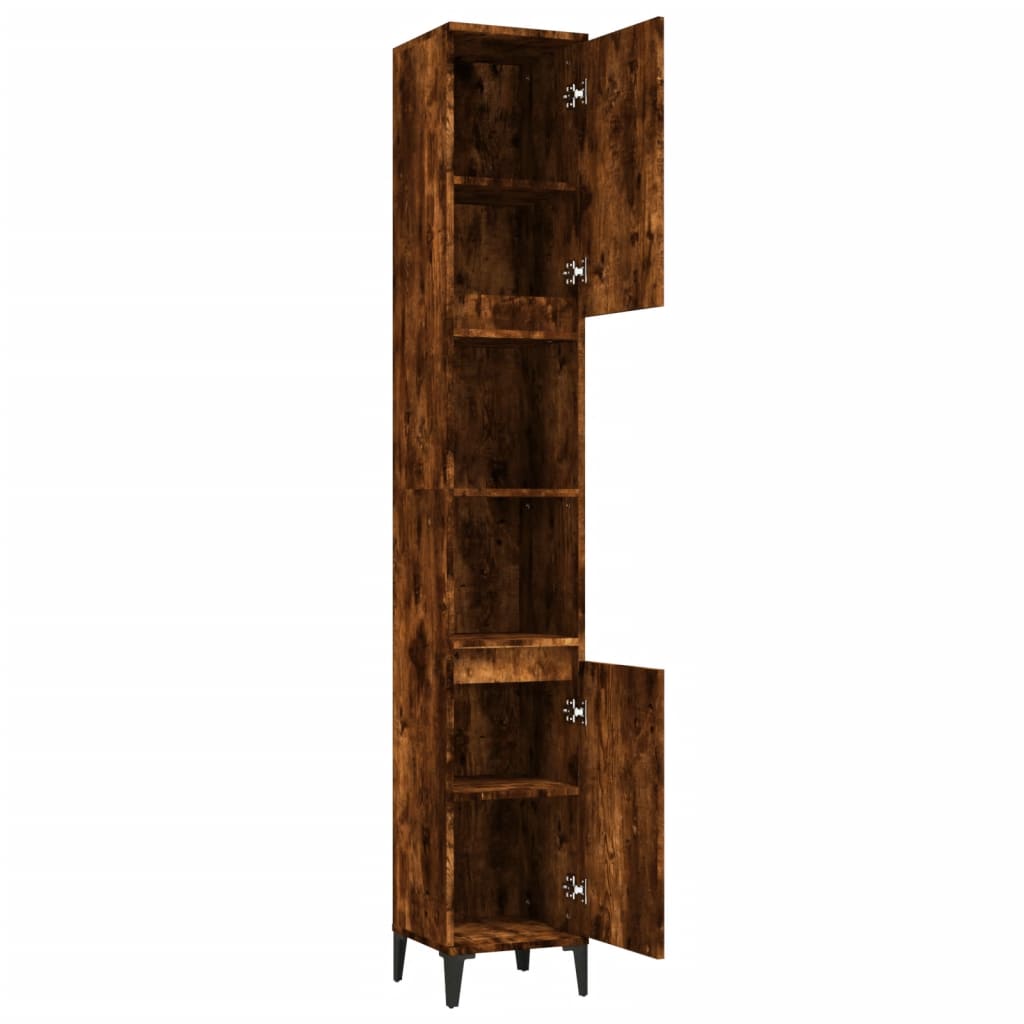 Badschrank Weiß 30x30x190 cm Holzwerkstoff