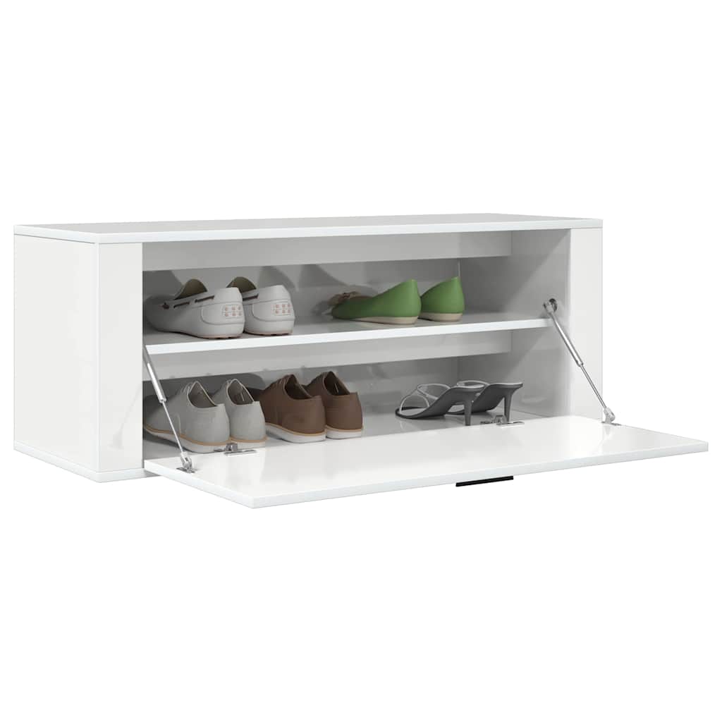 Wand-Schuhschrank Weiß 100x35x38 cm Holzwerkstoff