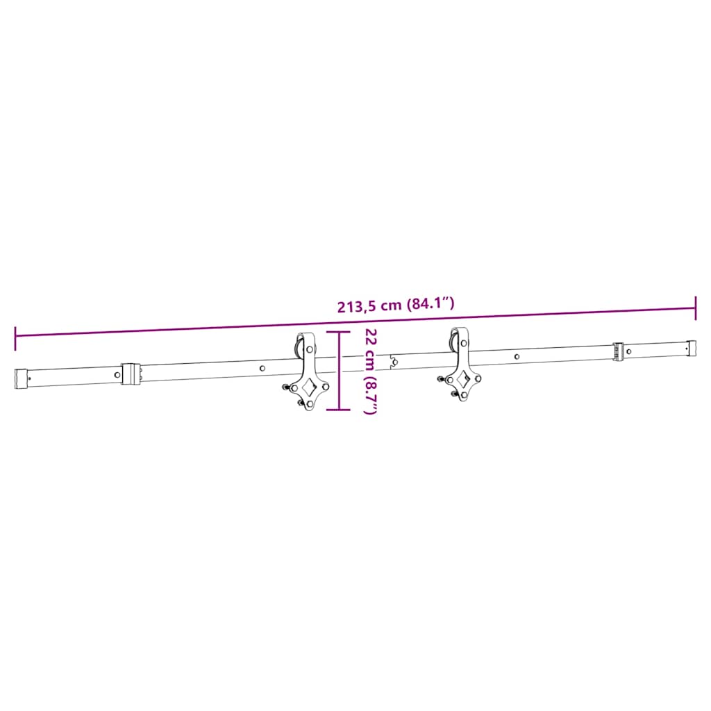Schiebetürbeschlag-Set 213,5 cm Stahl Schwarz