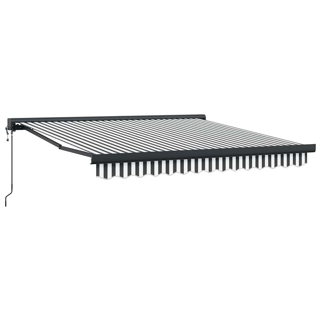 Markise Einziehbar Blau und Weiß 4x3 m Stoff und Aluminium