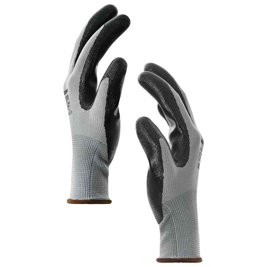 Arbeitshandschuhe 12 pcs Grau und Schwarz 7 / S Polyester