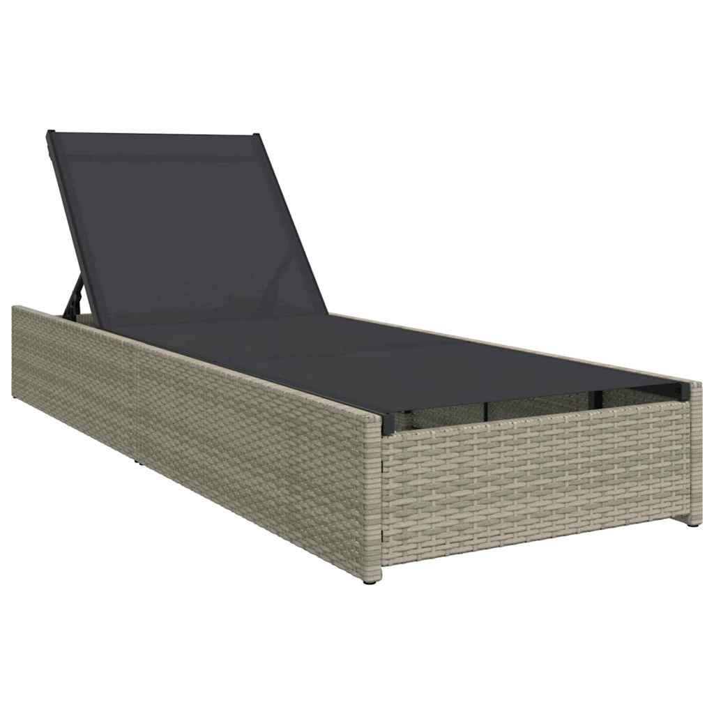 Sonnenliege Grau 200,5 x 70 x 75 cm Poly-Rattan