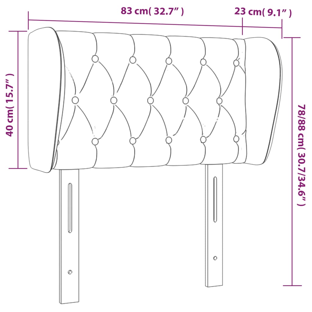 Kopfteil mit Ohren Dunkelblau 93x23x78/88 cm Samt