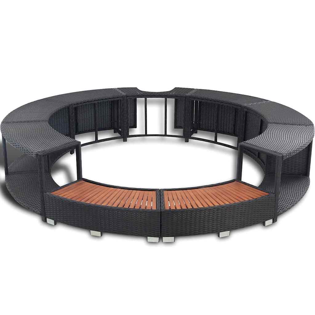 Whirlpool-Umrandung Grau Poly Rattan