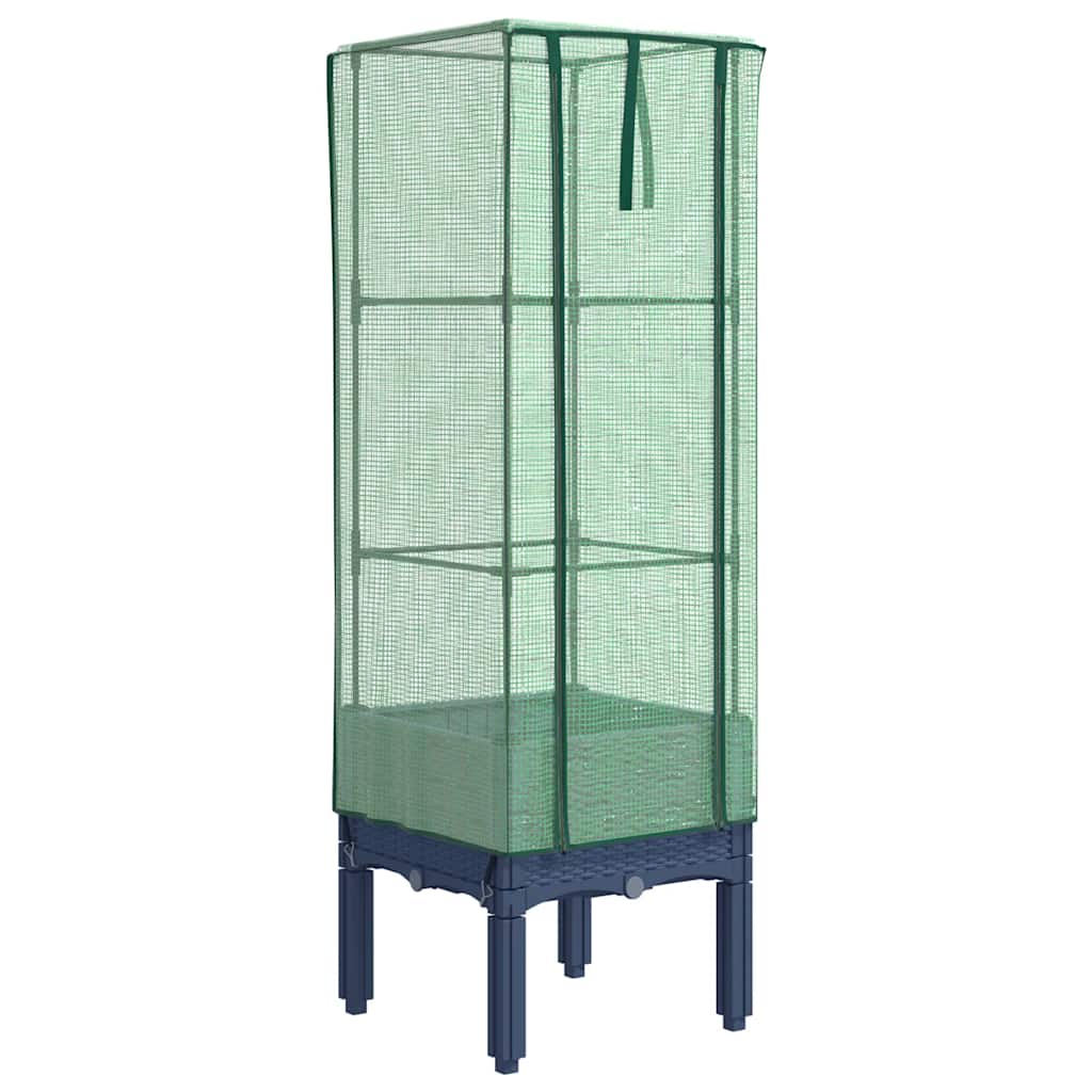 Hochbeet mit Gewächshaus-Aufsatz Rattan-Optik 40x40x140 cm