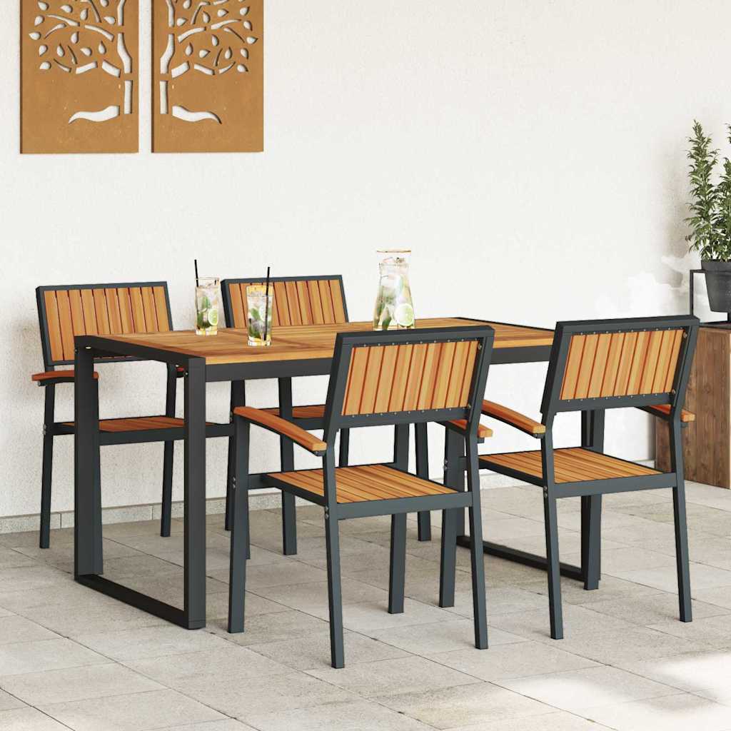 Garten Essgruppe 5 pcs Grau Massivholz Akazie