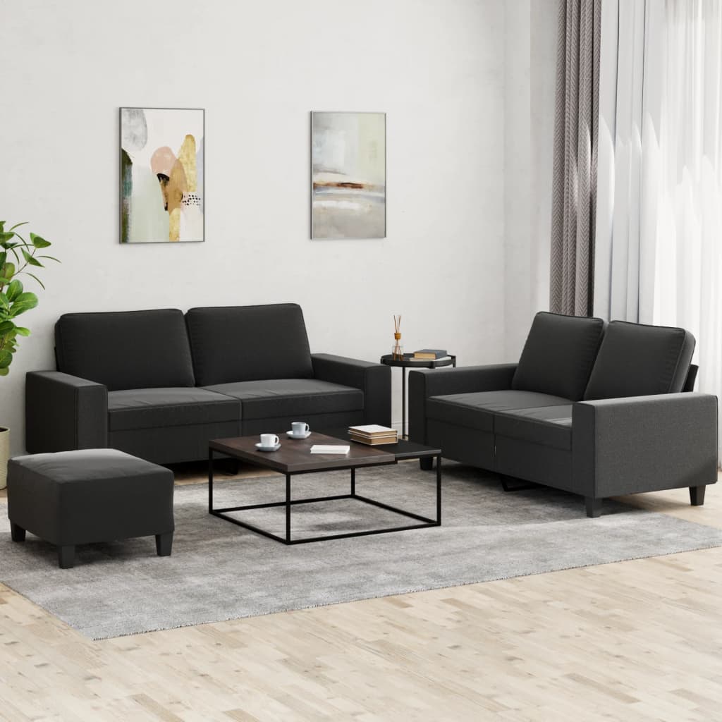 3-tlg. Sofagarnitur Hellgrau Stoff