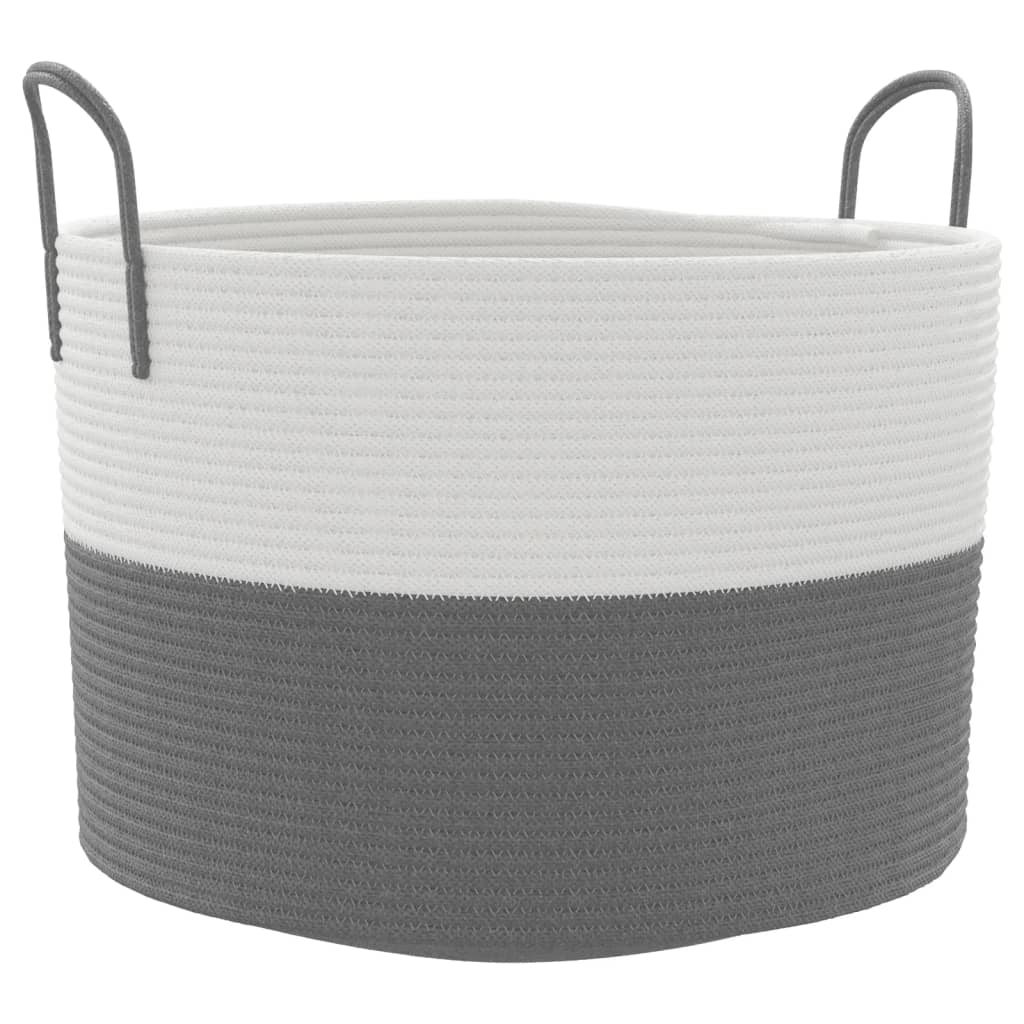 Aufbewahrungskorb Grau und Weiß Ø38x46 cm Baumwolle