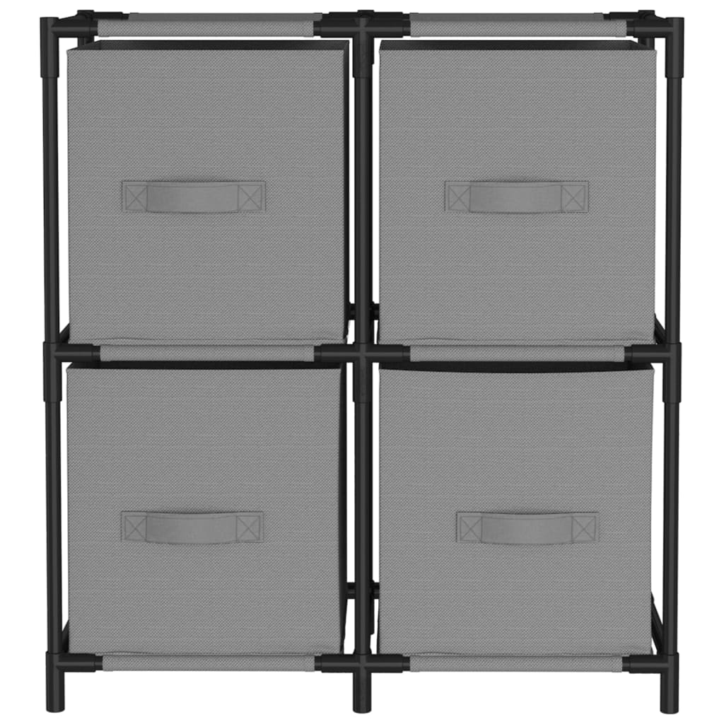 Lagerschrank mit 4 Stoffkörben Schwarz 63×30×71 cm Stahl