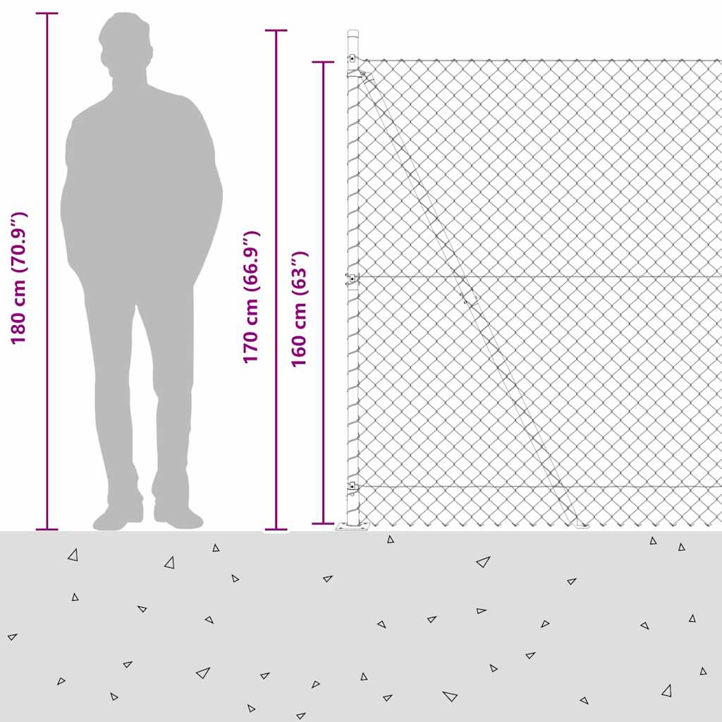 Outdoor Kettenglied-Zaun Erdfixierung 10 x 0,4 m Grün Netz