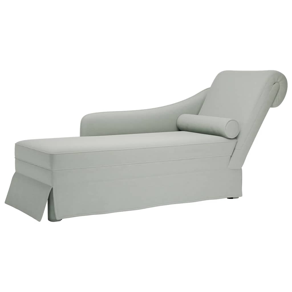 Chaiselongue mit Nackenrolle und Rechter Armlehne Blau Samt