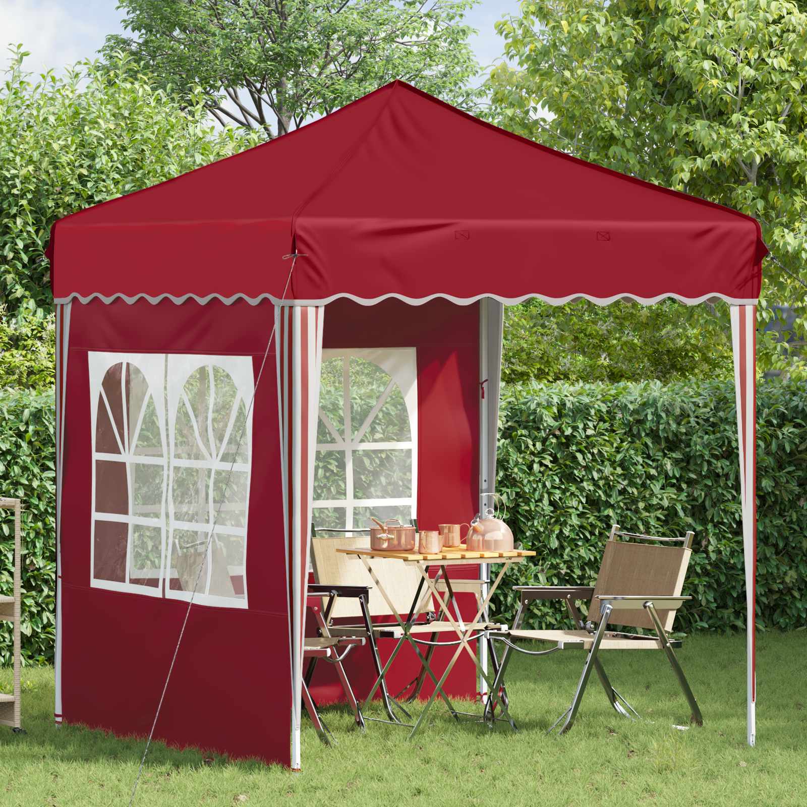 Pop-up Partyzelt 195 x 195 x 245 cm Creme Oxford-Stoff