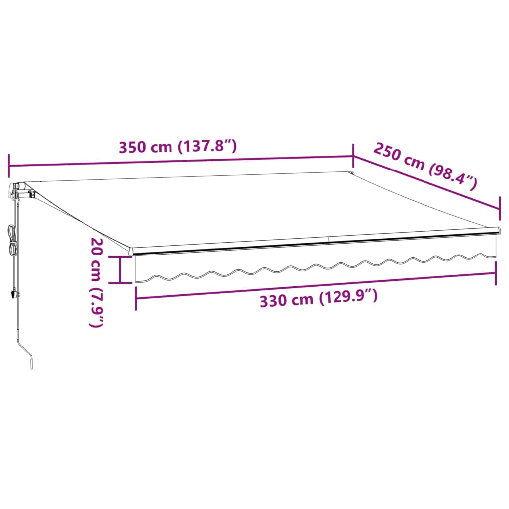 Markise Automatisch Einziehbar 350x250 cm Creme