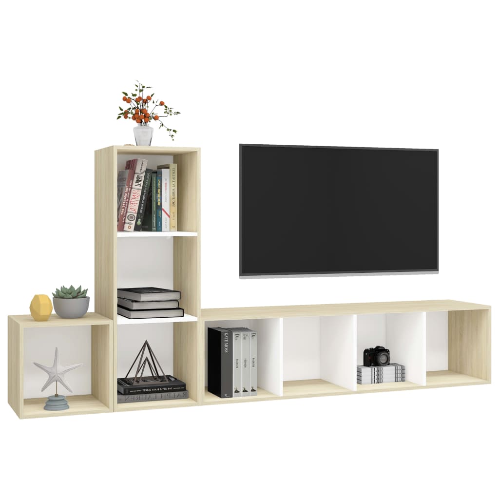 3-tlg. TV-Schrank-Set Grau Holzwerkstoff