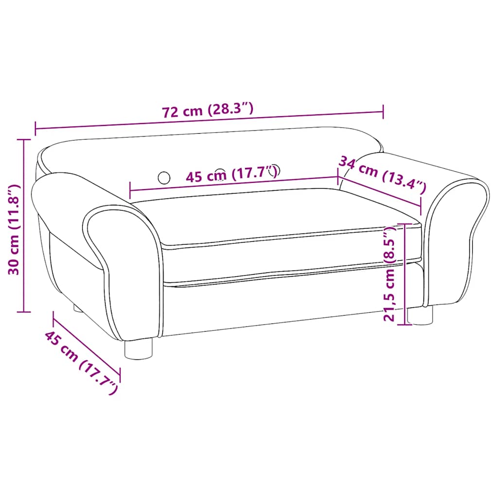 Hundesofa Dunkelgrau 72x45x30 cm Plüsch