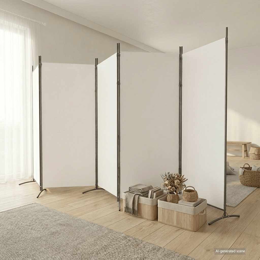 3-tlg. Raumteiler Weiß 260x180 cm Stoff