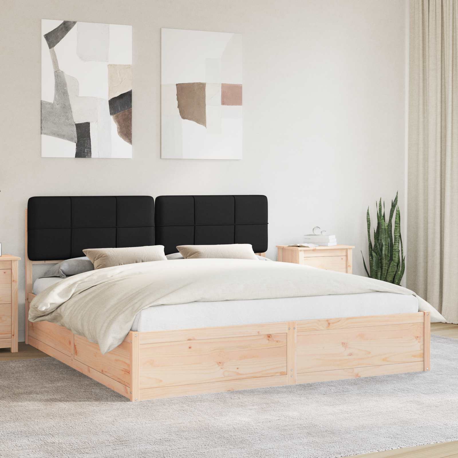 Bettgestell mit gepolstertem Kopfteil Hellgrau 200 x 200 cm