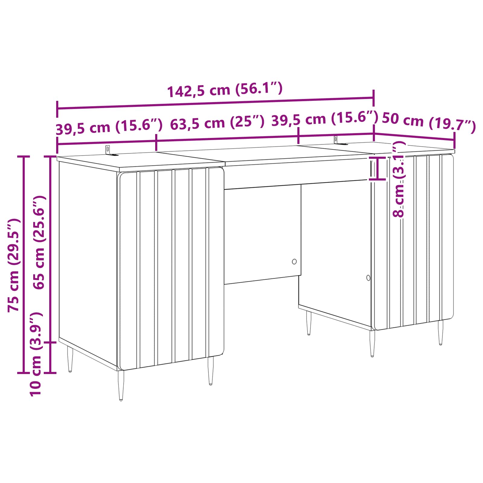 Schreibtisch mit Regal Schwarz 142,5 x 50 x 75 cm Holzwerkstoff
