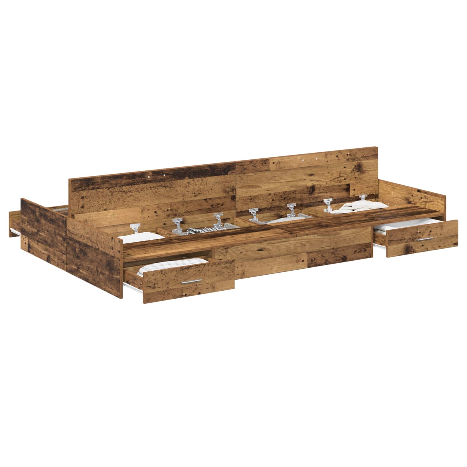 Aufbewahrungsbettgestell Weiß 200 x 200 cm Holzwerkstoff