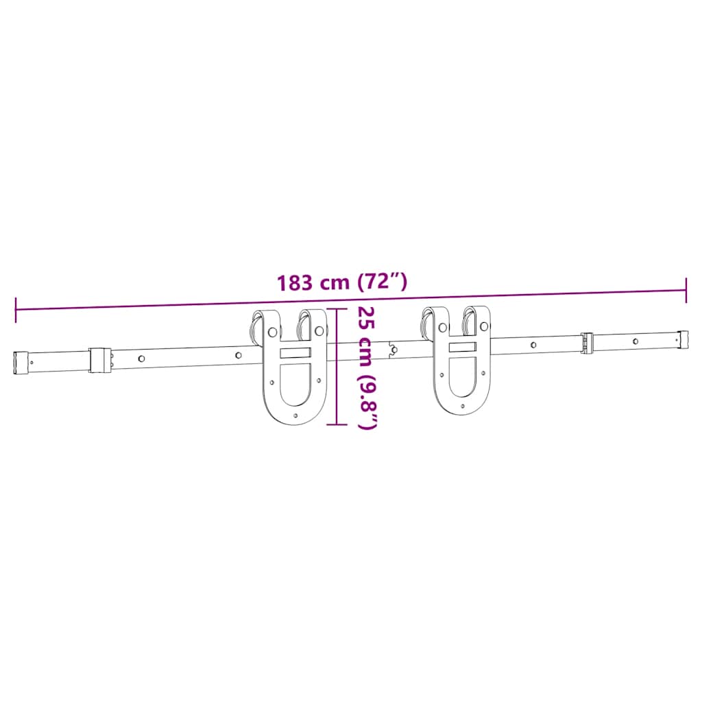 Schiebetürbeschlag-Set 183 cm Stahl Schwarz