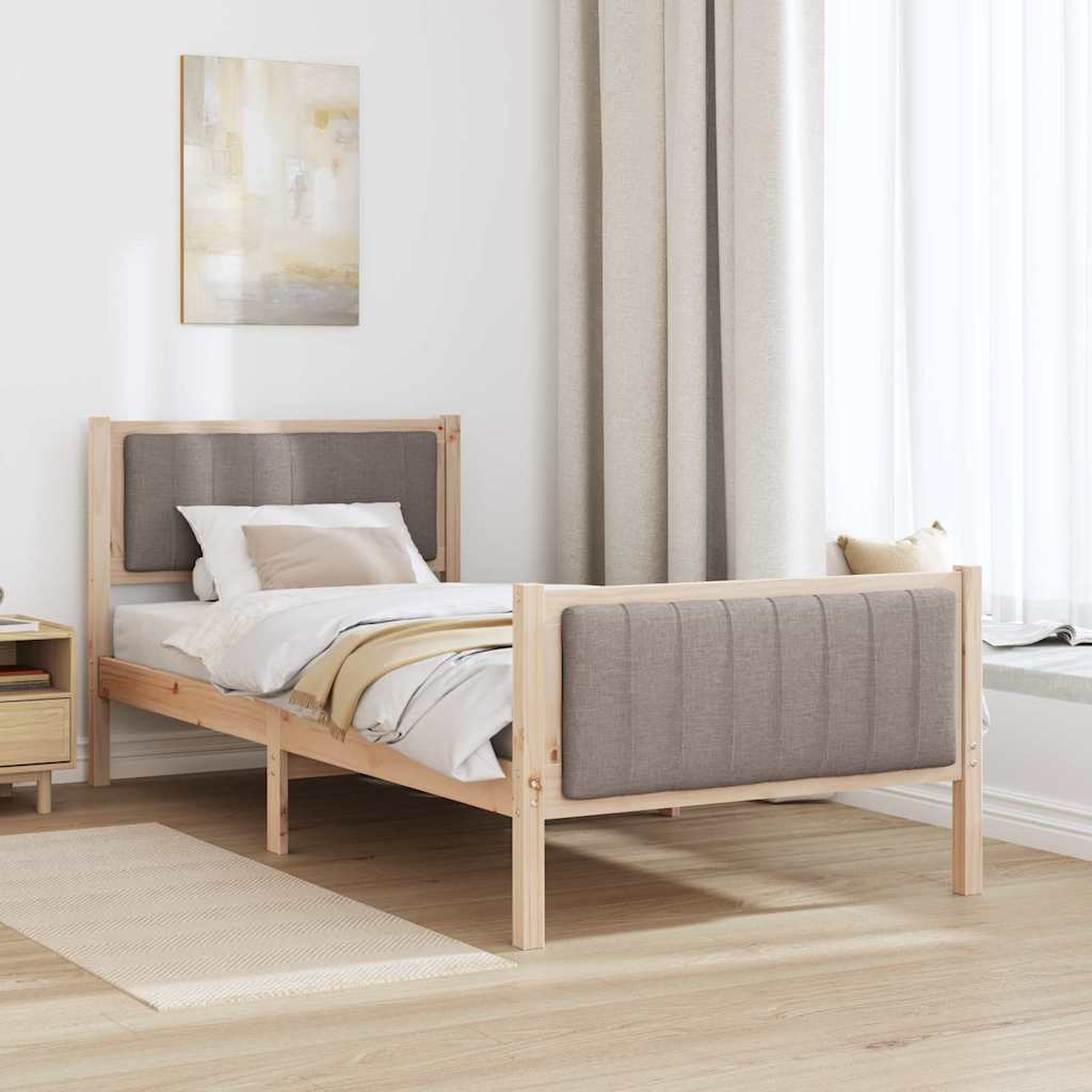 Bettgestell Braun und hellgrau 200 x 200 cm Massivholz Kiefer