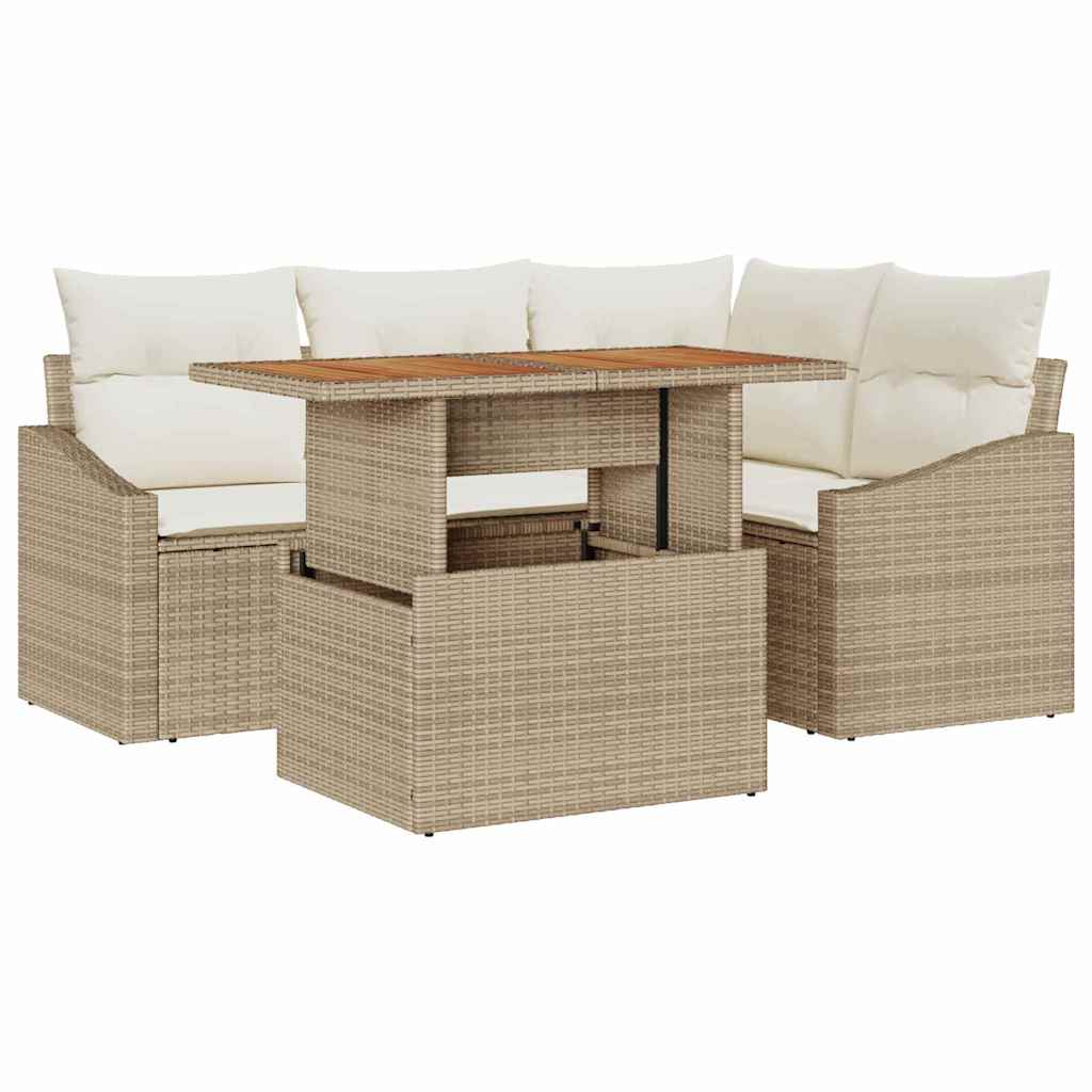 Garten Essgruppe mit Kissen 5 pcs Schwarz und Creme