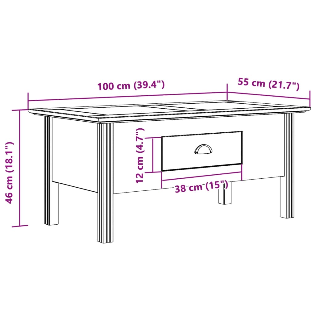 Couchtisch BODO Honigbraun 100 x 55 x 45,8 cm Holzwerkstoff