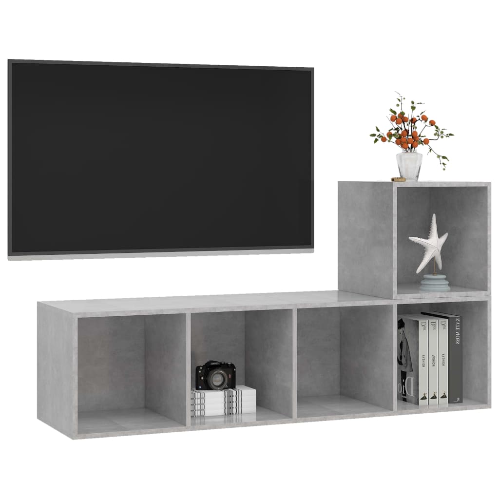 2-tlg. TV-Schrank-Set Grau Holzwerkstoff