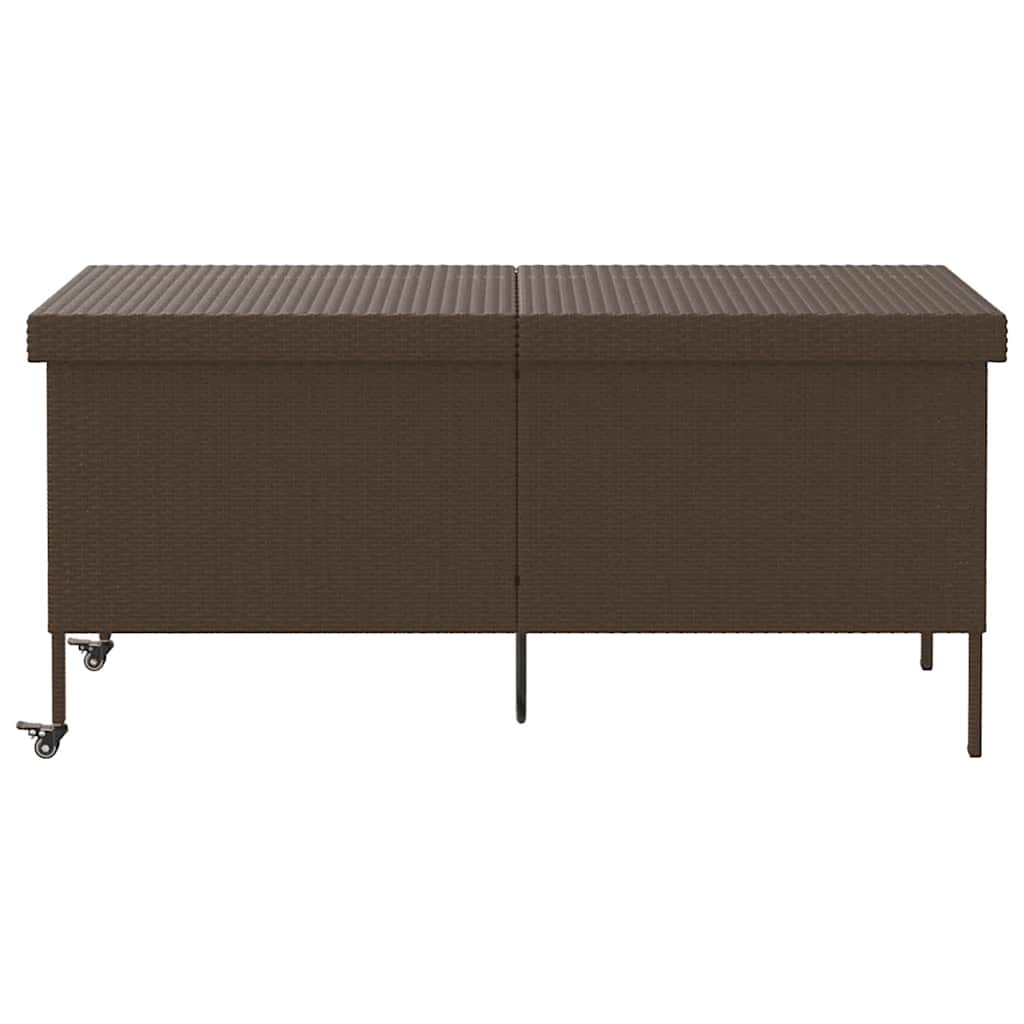 Gartentruhe mit Rollen Schwarz 110x55x73 cm Poly Rattan