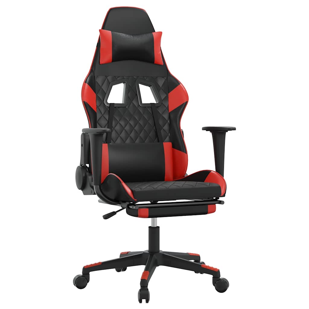 Gaming-Stuhl mit Massagefunktion Schwarz und Blau Kunstleder
