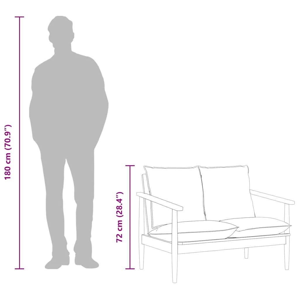 2-Sitzer-Sofa Echtleder Akazienholz Braun