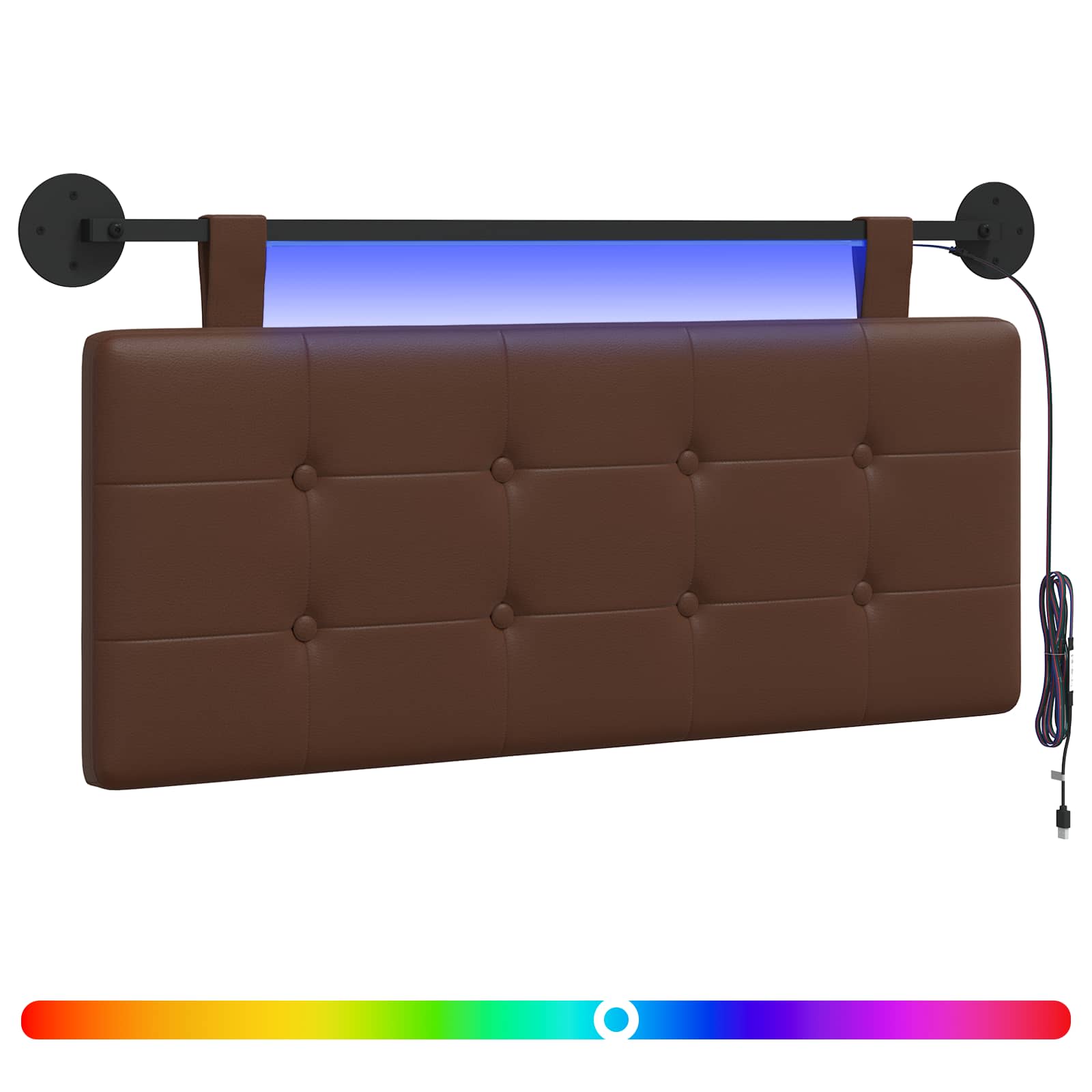 Hängendes Kopfteil Mit LED Licht Creme Kunstleder