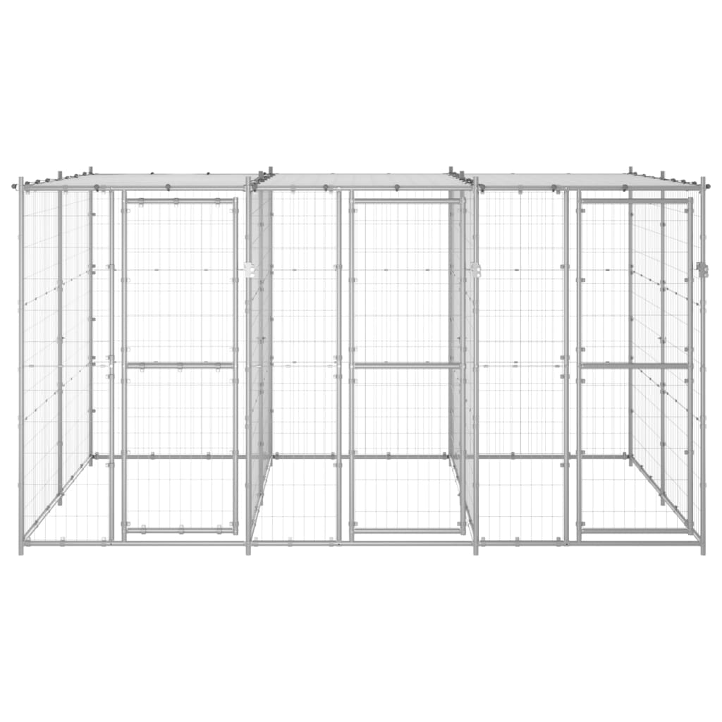 Outdoor-Hundezwinger Stahl mit Überdachung 110x220x180 cm