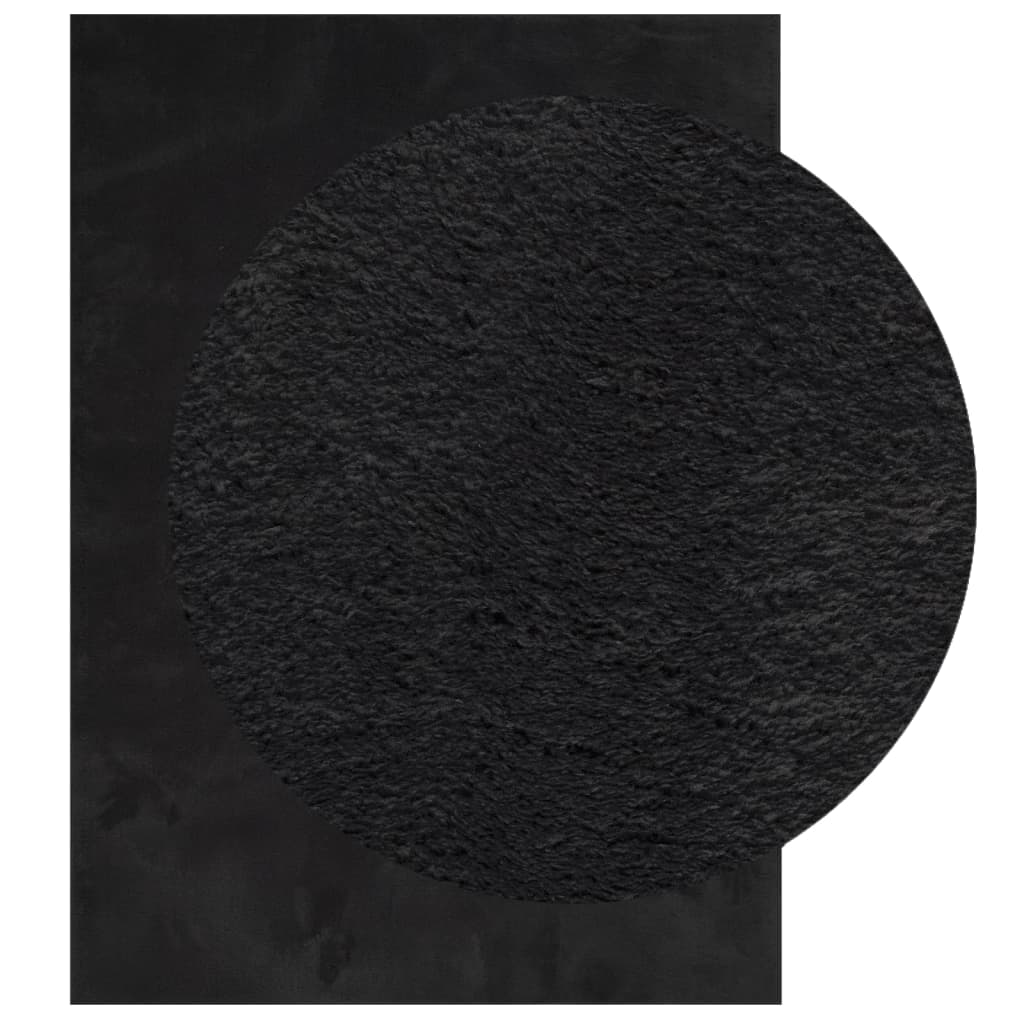 Teppich HUARTE Kurzflor Weich und Waschbar Anthrazit 60x110 cm