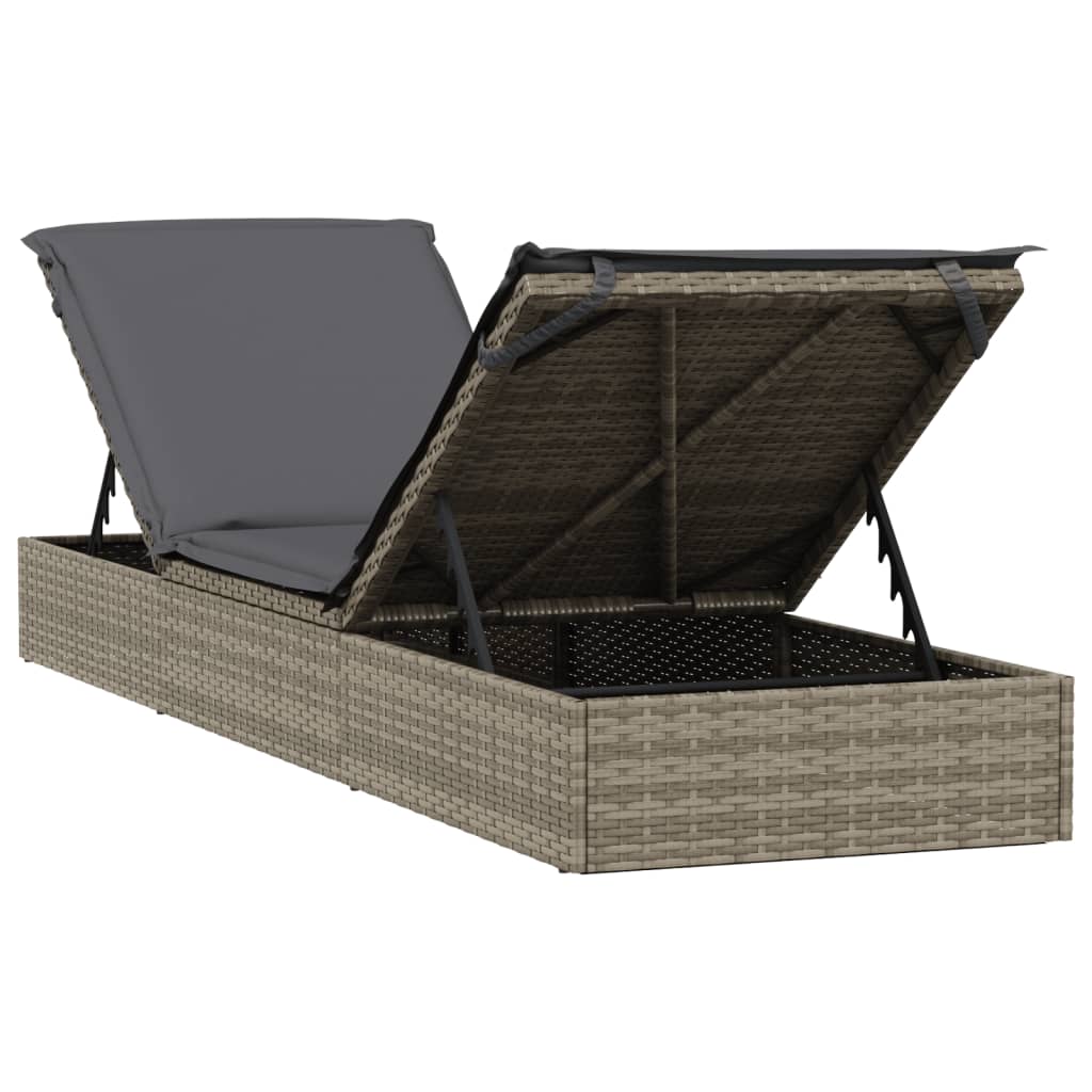 Sonnenliege 1 Stk. mit Tisch Schwarz Poly Rattan