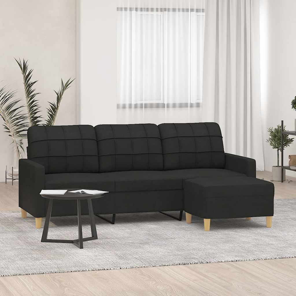 3-Sitzer-Sofa mit Hocker Taupe 180 cm Stoff