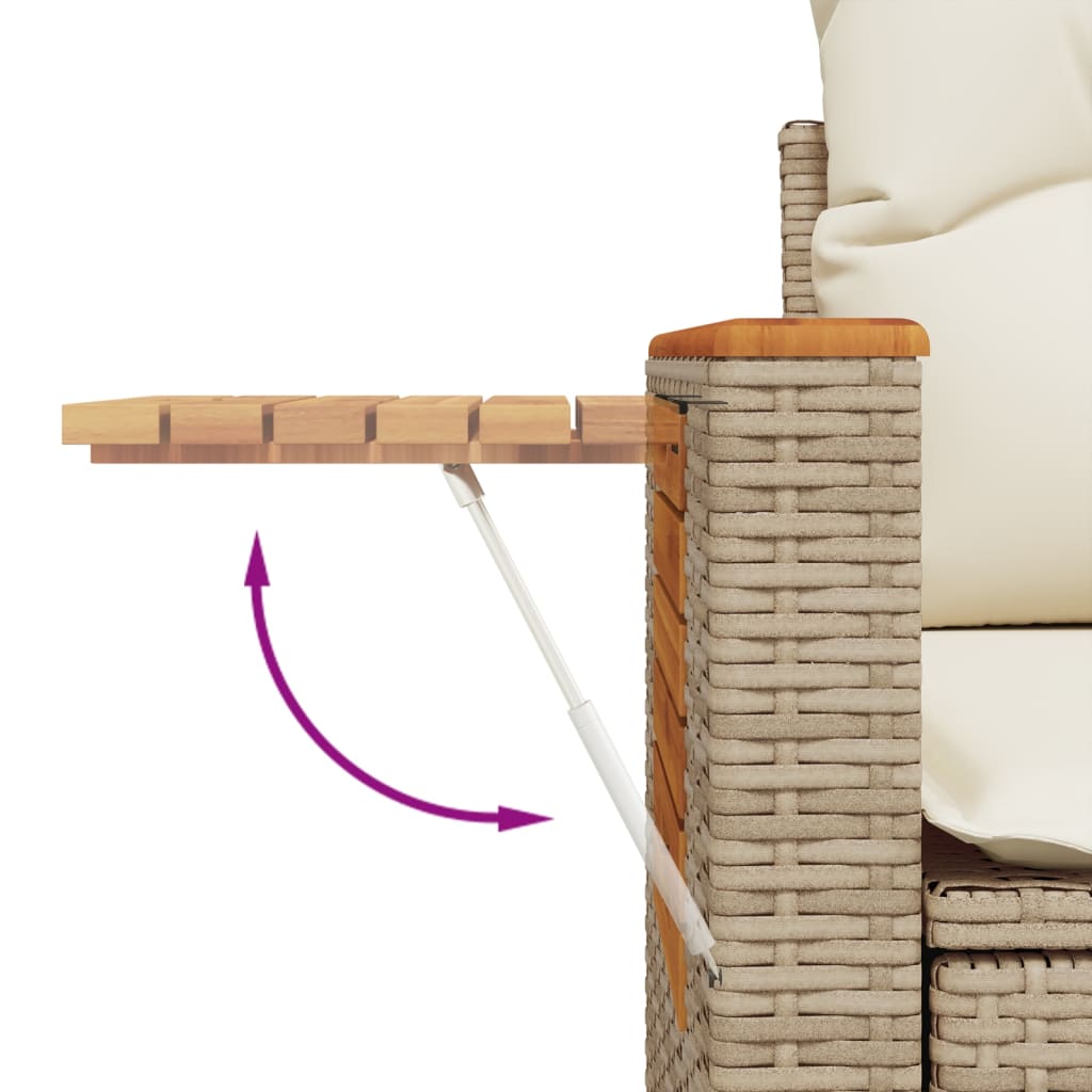 10-tlg. Garten-Sofagarnitur mit Kissen Schwarz Poly Rattan