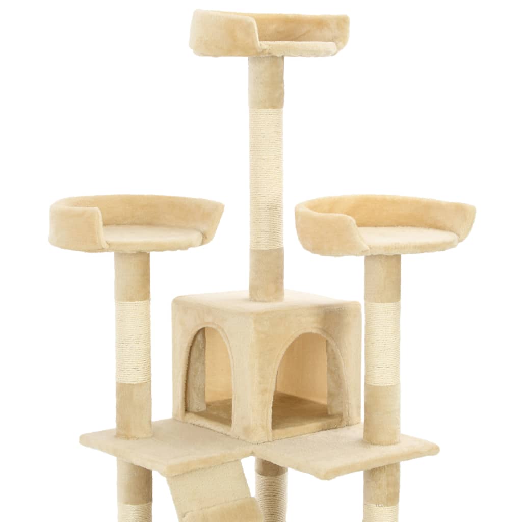 Katzen-Kratzbaum mit Sisal-Kratzsäulen 170 cm Grau