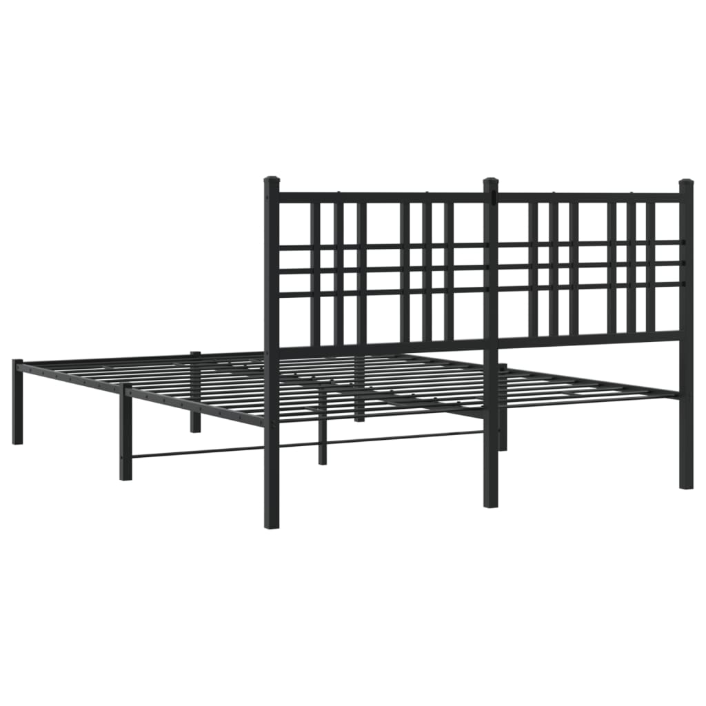 Bettgestell mit Kopf- und Fußteil Metall Schwarz 90x200 cm