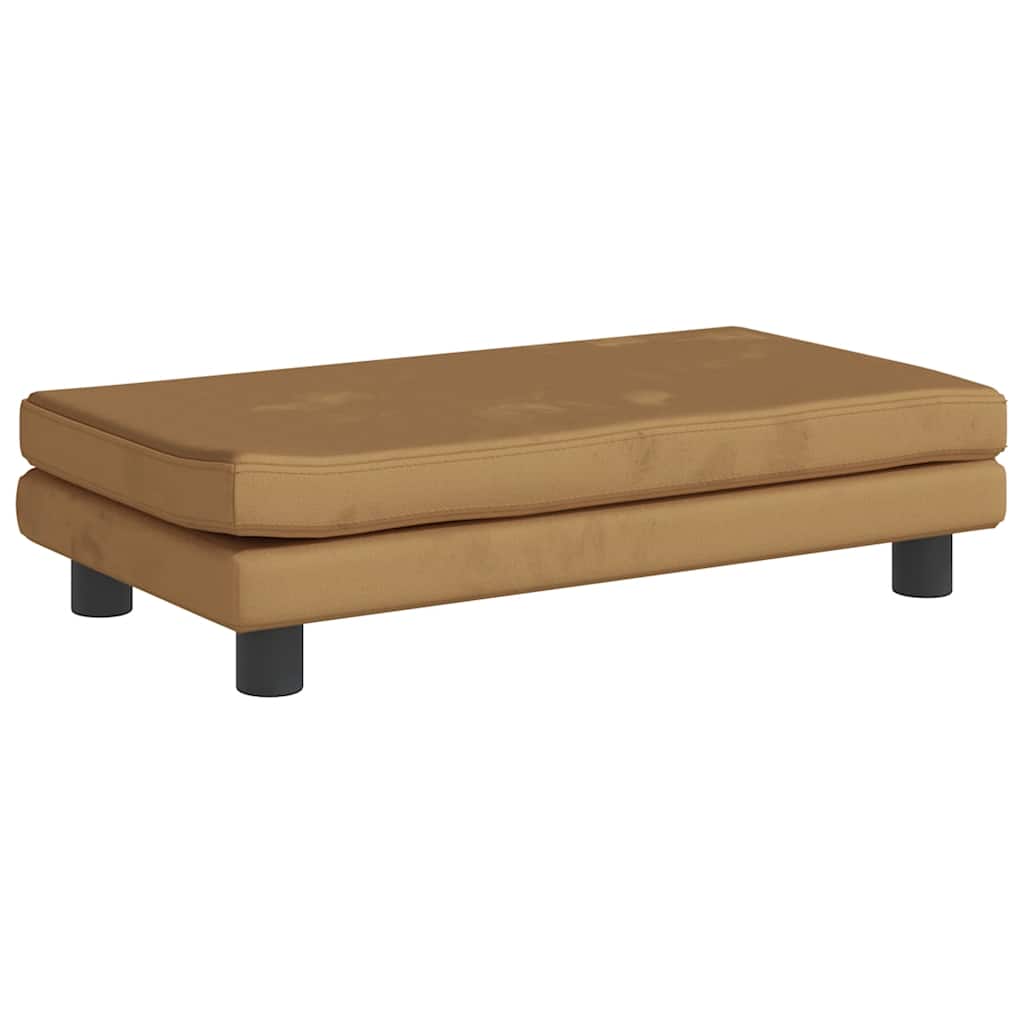 Kindersofa mit Hocker Blau 100x50x30 cm Samt
