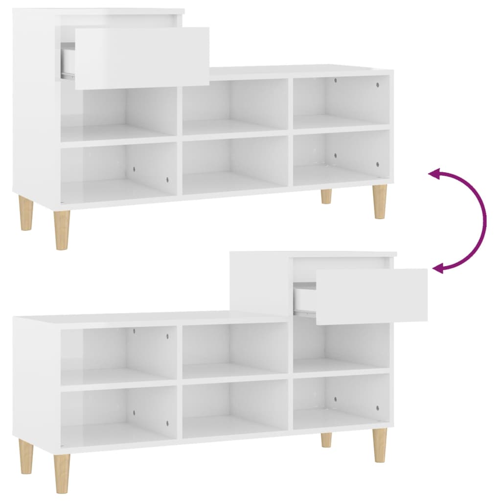 Schuhregal Weiß 102x36x60 cm Holzwerkstoff