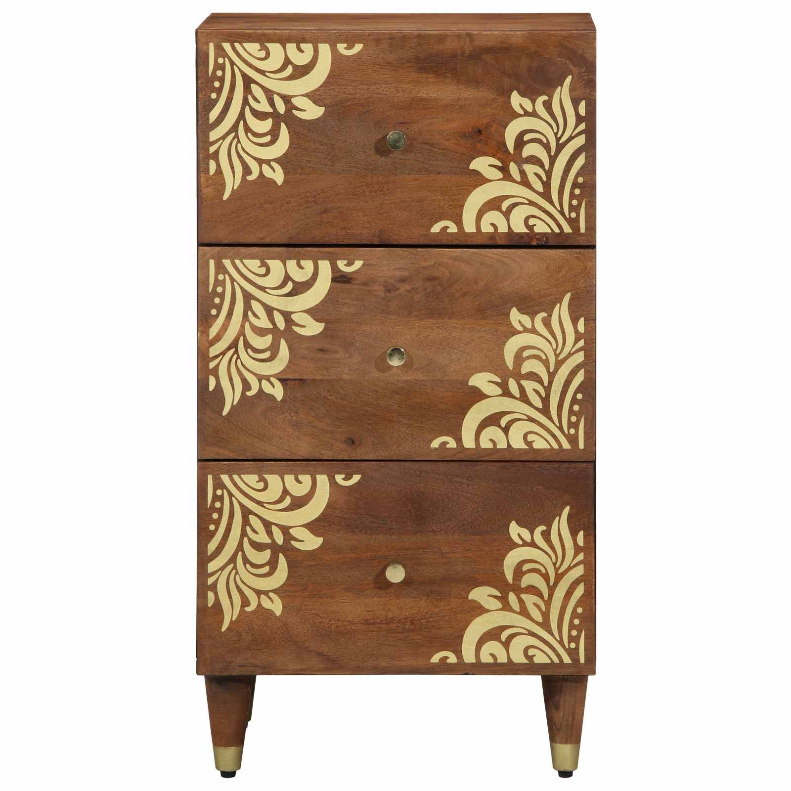 Sideboard Grau und Gold 40 x 33 x 75 cm Massivholz Mango