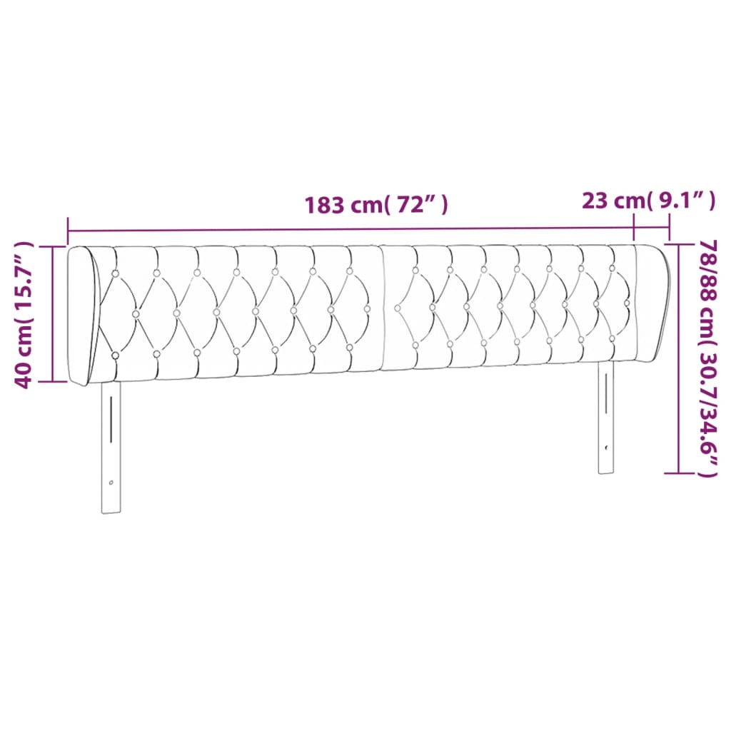 Kopfteil mit Ohren Dunkelblau 93x23x78/88 cm Samt