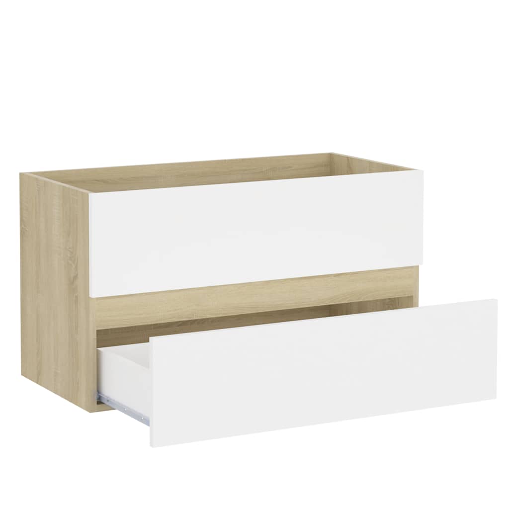 2-tlg. Badmöbel-Set Weiß Holzwerkstoff