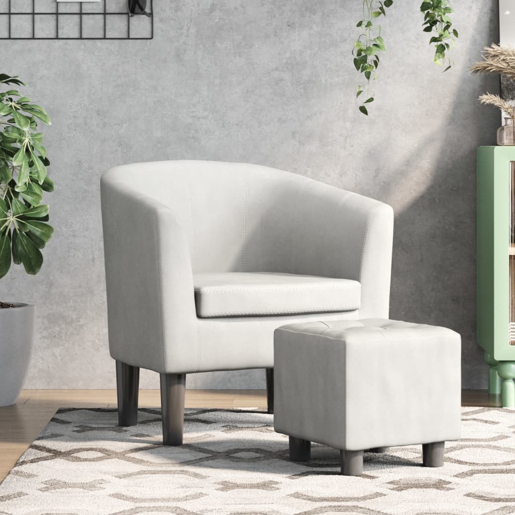 Clubsessel mit Fußhocker Weinrot Kunstleder