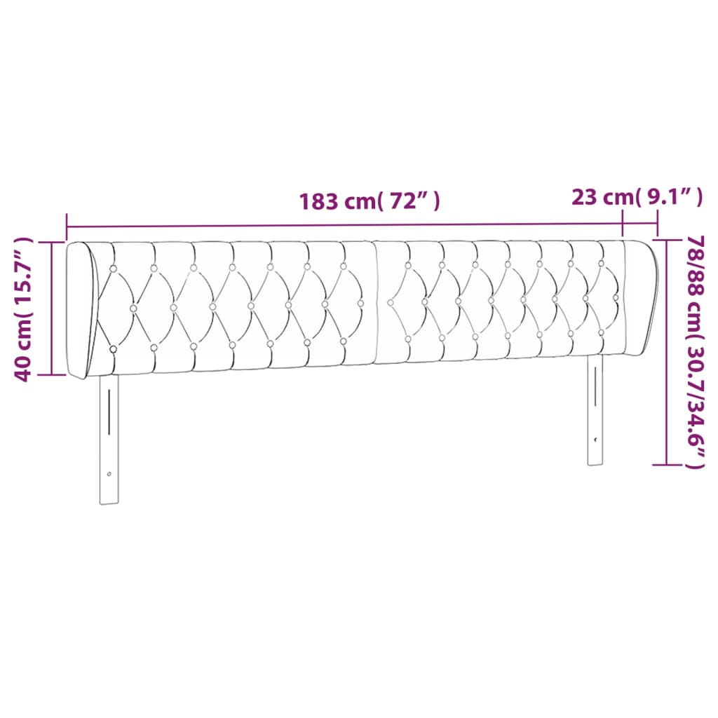 Kopfteil mit Ohren Dunkelblau 93x23x78/88 cm Samt