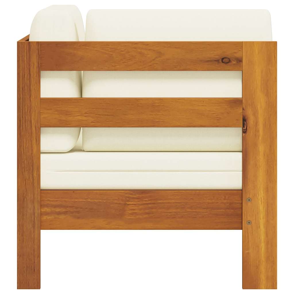 2-tlg. Garten-Lounge-Set mit Cremeweißen Kissen Akazienholz