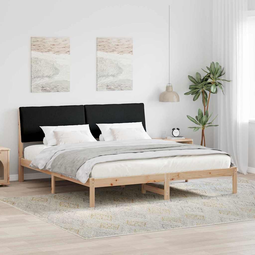 Bettgestell Braun und hellgrau 200 x 200 cm Massivholz Kiefer