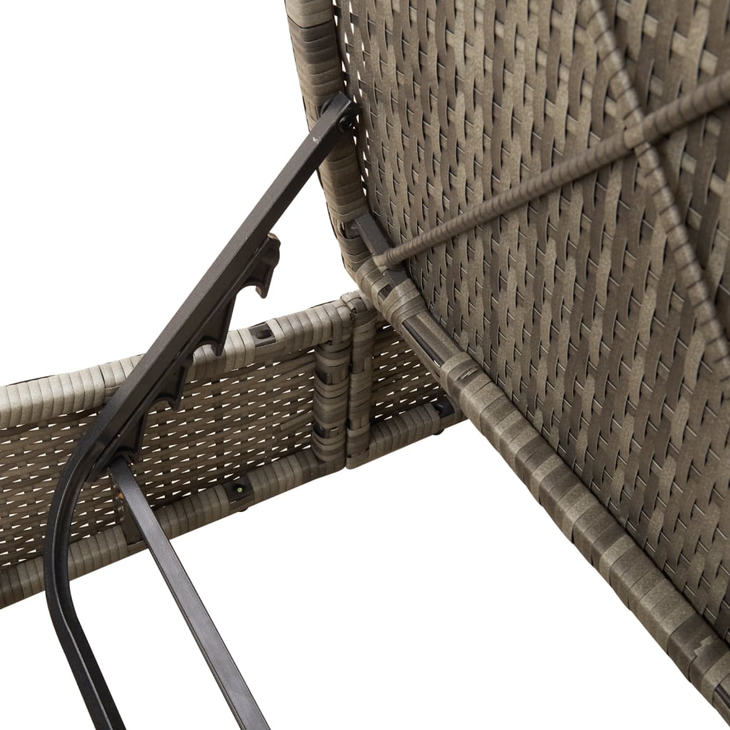 Doppel-Sonnenliege mit Kissen Schwarz Poly Rattan